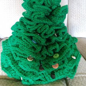 Handmade Crochet Christmas Tree Green with Buttons